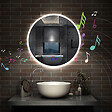 AICA SANITAIRE - AICA Miroir de salle de bain rond Bluetooth 70cm tricolore + dimmable + mémoire + anti-buée, IP44 Miroir LED - vignette