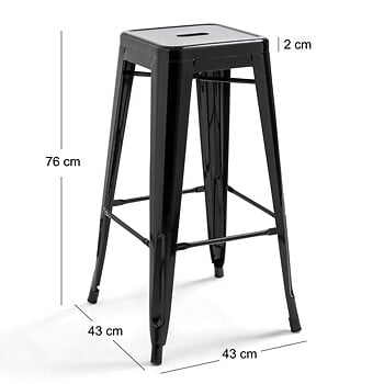 OVIALA - Lot de 4 tabourets de bar en acier rouge brillant - Indus - large