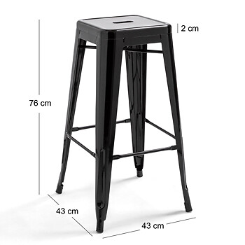 OVIALA - Tabouret de bar en métal brillant bleu - Indus - large