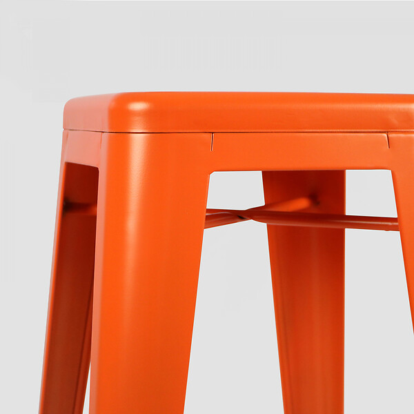 OVIALA - Lot de 4 tabourets de bar en acier orange mat - Indus - large