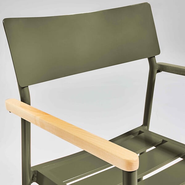 OVIALA - Fauteuil de jardin en aluminium et bois vert kaki - Leeds - large