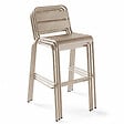 OVIALA - Ensemble table haute de jardin et 6 chaises en métal taupe - Palavas - vignette