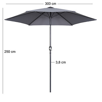 OVIALA - Parasol droit 3m inclinable à manivelle en aluminium rouge - Matera - large