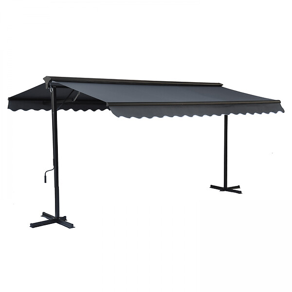 OVIALA - Store double pente 3 x 4m et 4 dalles lestées anthracite - Delgada - large