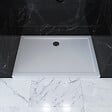 AURLANE - RECEVEUR DE DOUCHE A POSER EXTRA-PLAT EN ACRYLIQUE BLANC RECTANGLE - 100x80cm - BAC DE DOUCHE - vignette