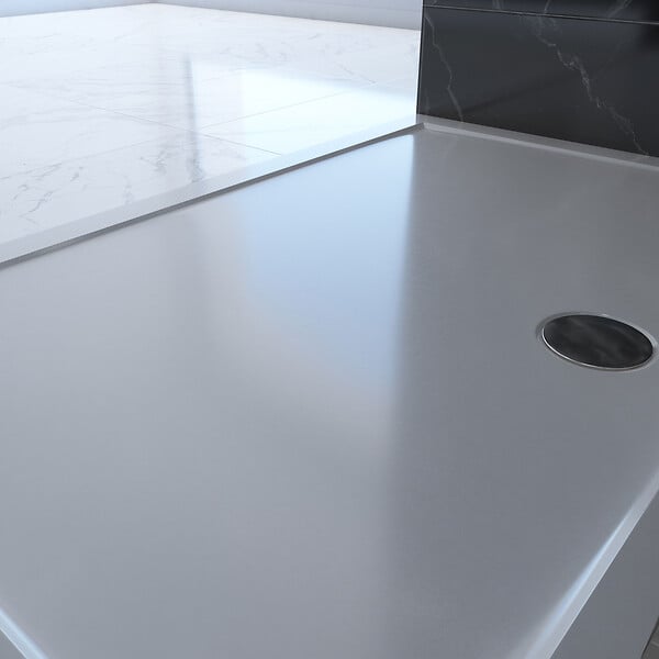 AURLANE - RECEVEUR DE DOUCHE A POSER EXTRA-PLAT EN ACRYLIQUE BLANC RECTANGLE - 100x80cm - BAC DE DOUCHE - large