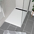 AURLANE - Receveur en acrylique Blanc 80x120x4 cm - Grille Linéaire Noire - WHITENESS II - vignette