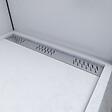 AURLANE - Receveur en acrylique Blanc Effet Pierre 90x120x4 cm - Grille Linéaire Chrome - MOON - vignette
