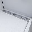 AURLANE - Receveur en acrylique Blanc Effet Pierre 80x80x4 cm - Grille Linéaire Chrome - MOON - vignette