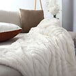 C MA DECO - Plaid jacquard en sherpa - Écru - 30x 160cm - vignette