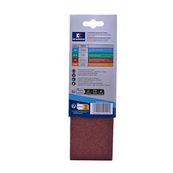MC KENZIE - Bande abrasive - Grain 40 - 2 pièces - 75x457mm - large