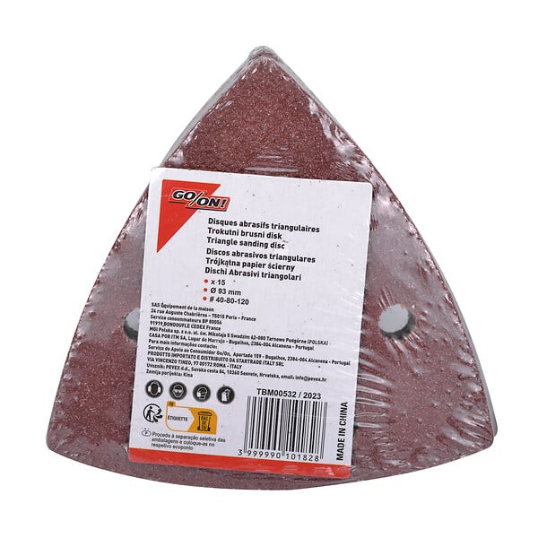 Lot de 15 patin abrasif triangle agripant 93 mm 6 trous grain - large
