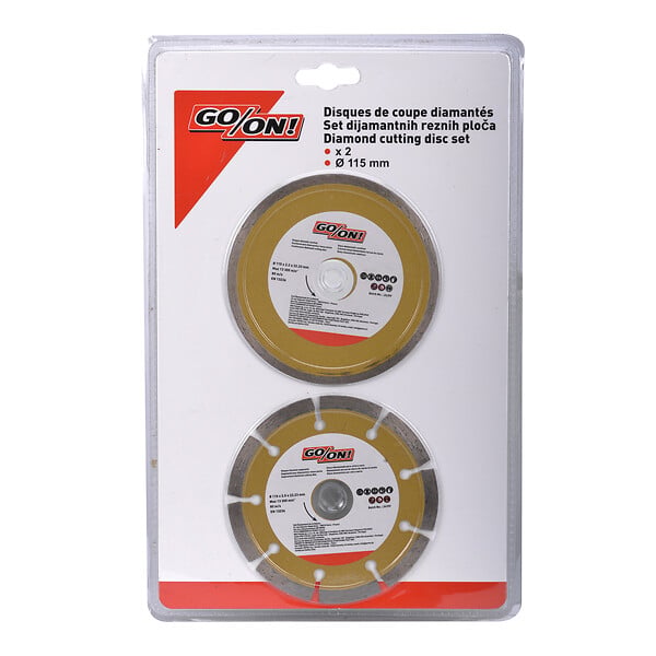 2 Disques diamant lisse et segmenté d.115x2mm - alésage 22.2mm - large