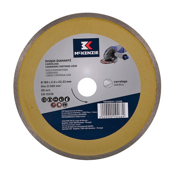 MC KENZIE - Disque diamant continu - D180x2mm - Alésage 22,2mm - large