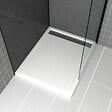 AURLANE - Receveur en acrylique Blanc 80x100x4 cm + Grilles Linéaires Chrome et Gun Metal - WHITENESS II - vignette