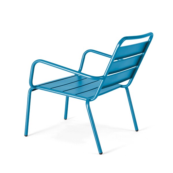 OVIALA - Lot de 2 fauteuils relax avec repose-pieds en métal bleu pacific - Palavas - large