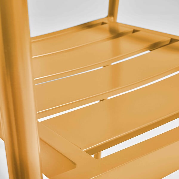 OVIALA - Fauteuil de jardin en aluminium et bois jaune moutarde  - Leeds - large