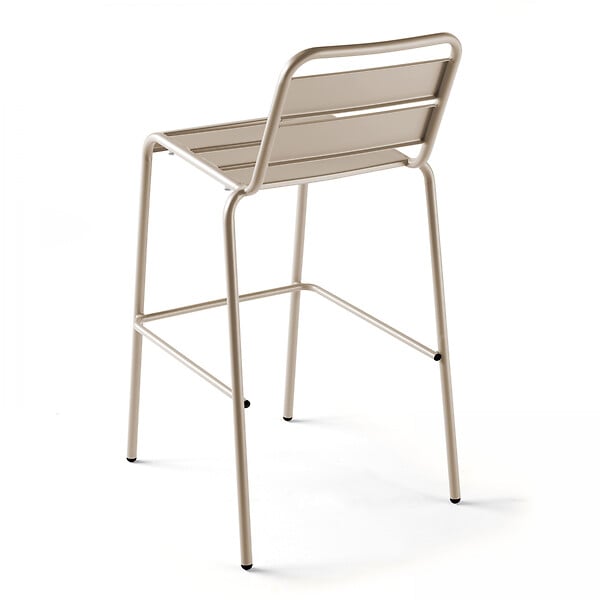 OVIALA - Ensemble table haute de jardin et 6 chaises en métal taupe - Palavas - large