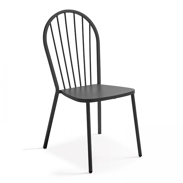 OVIALA - Ensemble table de jardin bistrot et 2 chaises en acier gris - Palavas - large
