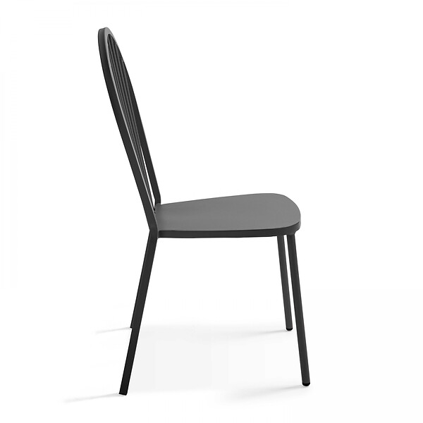 OVIALA - Ensemble table de jardin bistrot et 2 chaises en acier gris - Palavas - large