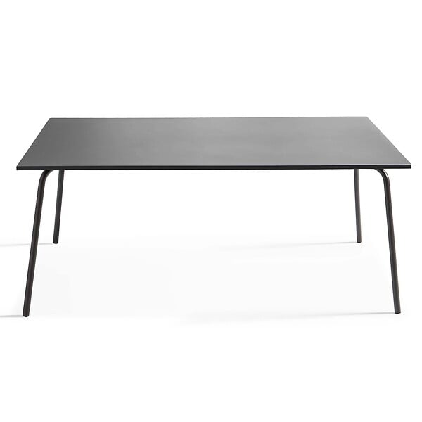 OVIALA - Ensemble table de jardin et 6 chaises en métal anthracite - Palavas - large