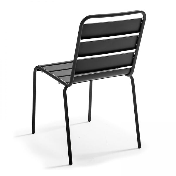 OVIALA - Ensemble table de jardin et 6 chaises en métal anthracite - Palavas - large