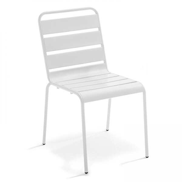 OVIALA - Ensemble table de jardin et 8 chaises en métal blanc - Palavas - large