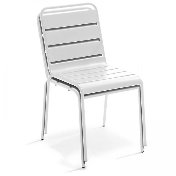 OVIALA - Ensemble table de jardin et 8 chaises en métal blanc - Palavas - large