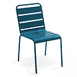 OVIALA - Salon de jardin 2 bancs et 4 chaises en acier bleu pacific - Palavas - vignette