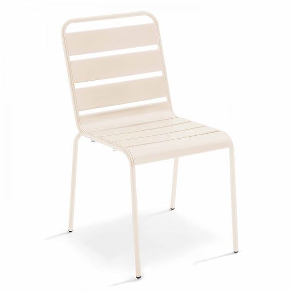 OVIALA - Ensemble table de jardin carrée et 2 chaises acier ivoire - Palavas - large