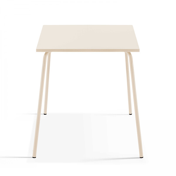 OVIALA - Ensemble table de jardin carrée et 2 chaises acier ivoire - Palavas - large