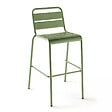 OVIALA - Ensemble table haute et 4 chaises de bar en métal vert cactus - Palavas - vignette