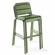 OVIALA - Ensemble table haute et 4 chaises de bar en métal vert cactus - Palavas - vignette