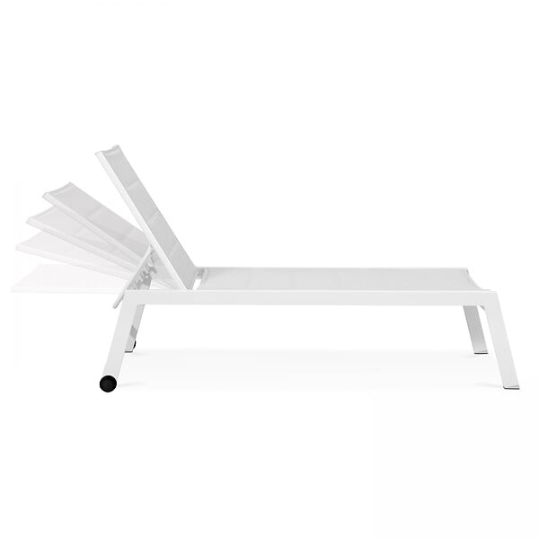 OVIALA - Lot de 2 bains de soleil en aluminium et textilène blanc - Nouméa - large