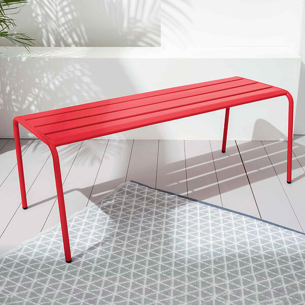 OVIALA - Banc de jardin en acier rouge - Palavas - large