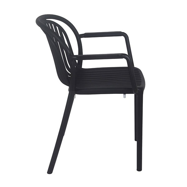 OVIALA - Lot de 4 fauteuils en plastique noir - Copenhague - large