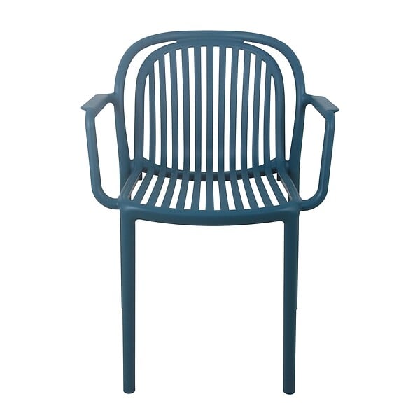 OVIALA - Lot de 4 fauteuils en plastique bleu canard - Copenhague - large