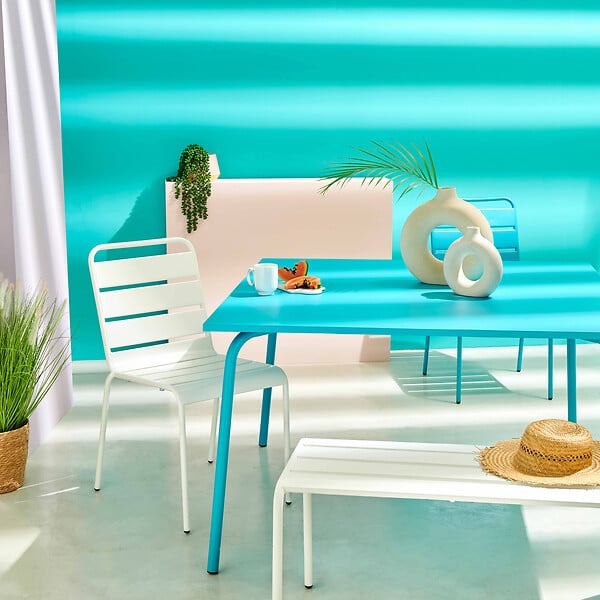 OVIALA - Chaise de jardin en métal blanc - Palavas - large