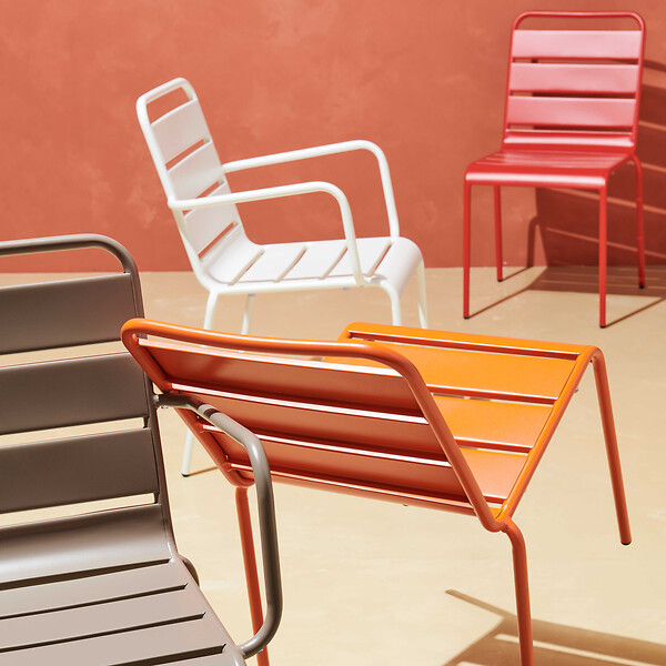OVIALA - Chaise de jardin en métal rouge - Palavas - large