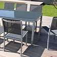 OVIALA - Lot de 2 chaises de jardin en aluminium et textilène gris - Ajaccio - vignette