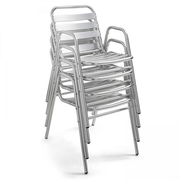 OVIALA - Chaise de jardin empilable en aluminium gris clair - Nothing Hill - large