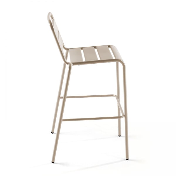 OVIALA - Chaise haute de jardin en métal taupe  - Palavas - large