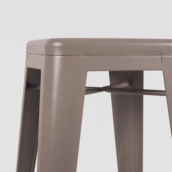 OVIALA - Lot de 4 tabourets de terrasse en métal mat taupe - Indus - large