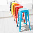 OVIALA - Tabouret de bar en métal bleu mat - Indus - vignette