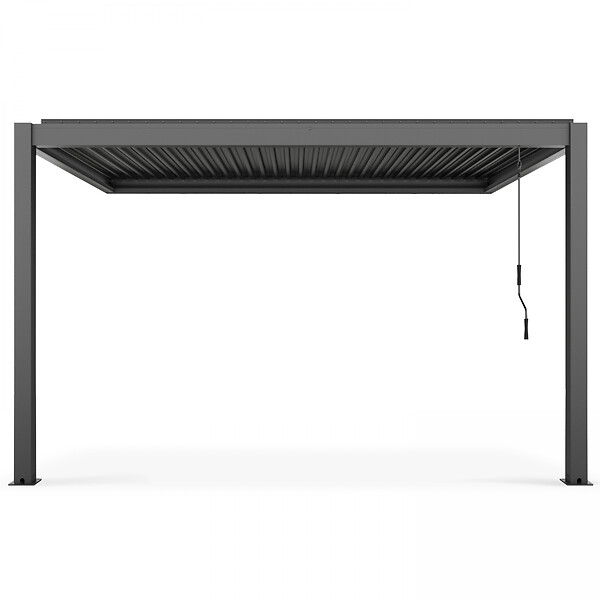 OVIALA - Pergola bioclimatique adossée gris 3x4m et 3 stores - Oia - large