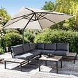 OVIALA - Parasol déporté inclinable et rotatif 3 x 3m en aluminium écru - Malaga - vignette