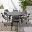 OVIALA - Table de jardin ronde en acier anthracite 120 x 72 cm - Palavas - vignette