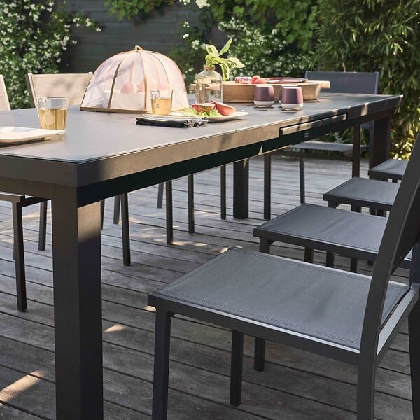 OVIALA - Table de jardin extensible en aluminium gris 10 places - Albi - large