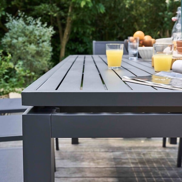 OVIALA - Table de jardin extensible en aluminium gris 8 à 10 places 240 cm - Galilée - large