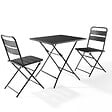 OVIALA - Table de jardin pliante carrée en acier 70 cm 4 places gris - Palavas - vignette